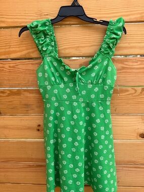 Ultra Flirt Green Floral Ruffle-Strap One-Piece
